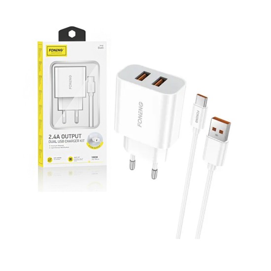 Foneng Fast Wall Charger EU45 with Micro Cable 2 USB 2.4A White Foneng Fast Wall Charger EU45 with Micro Cable 2 USB 2.4A White